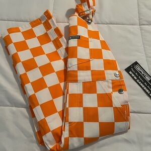 Orange and White Checkered Overalls